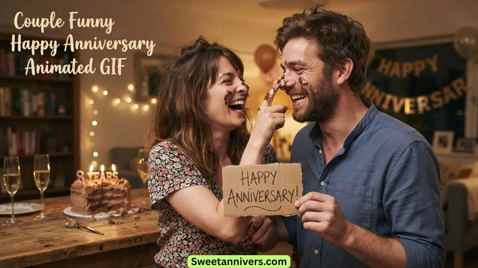 Couple Funny Happy Anniversary Animated GIF
